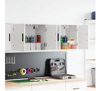 vidaXL Armoires murales de garage 2 pcs blanc bois d'ingénierie 860644