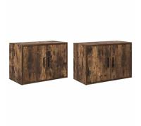 vidaXL Armoires murales de Garage 2 pcs chêne fumé Bois d'ingénierie