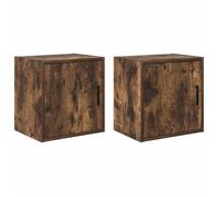 vidaXL Armoires murales de garage 2 pcs chêne fumé bois d'ingénierie, armoire, placard mural de garage, armoire à outils 860634