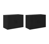 vidaXL Armoires murales de garage – 2 pcs – noir – bois d'ingénierie