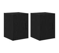 vidaXL Armoires murales de garage 2 pcs noir bois d'ingénierie, armoire, placard mural de garage, armoire à outils murale