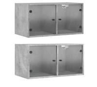 Vidaxl Armoires Murales Et Portes Vitrées 2pcs Gris Béton 68,5x37x35cm Multicolore