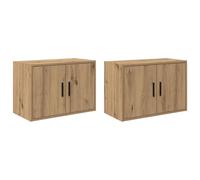 vidaXL Armoires murales de garage 2 pcs chêne artisanal en bois d'ingénierie