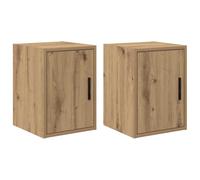 vidaXL Armoires murales Garage 2 pcs chêne Artisanal Bois d'ingénierie, Armoire, Placard Mural de Garage, Armoire à Outils Murale