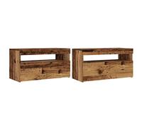 vidaXL Armoires TV avec lampes LED 2 pcs. Aspect vieux bois Matériaux dérivés du bois