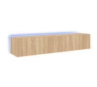 vidaXL Armoires TV murales avec lampes LED 2 pcs. chêne Sonoma 80x35x31cm