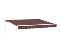vidaXL Auvent à manivelle 3,5 x 2m en Marron, Cadre Blanc, en Polyester et Aluminium, résistant aux UV et à l'eau. Idéal pour créer de l'ombre à l'extérieur, avec Un Joli Motif rayé et accoudoirs rég