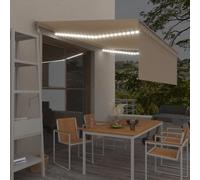 Vidaxl Auvent Automatique Avec Capteur De Vent Et Led 4x3 M Crème