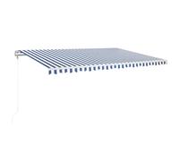 vidaXL Auvent Automatique avec Capteur de Vent et LED Store de Balcon Jardin Patio Terrasse Extérieur Ombrage des Fenêtres 500x350 cm Bleu et Blanc