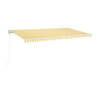 Vidaxl Auvent Automatique Capteur De Vent Led 600x350cm Jaune Et Blanc Jaune