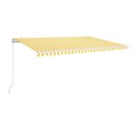 vidaXL Auvent Automatique avec Capteur de Vent et LED Store de Balcon Jardin Patio Terrasse Extérieur Ombrage des Fenêtres 500x350 cm Jaune et Blanc