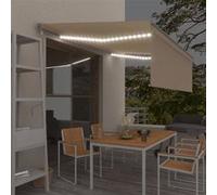 Vidaxl Auvent Automatique Avec Capteur De Vent Et Led 4x3 M Crème