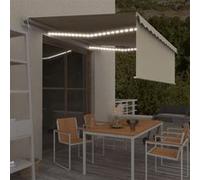 vidaXL Auvent Automatique avec Store Capteur de Vent et LED Banne Pliable Jardin Balcon Terrasse Protection contre Rayons UV 4x3 m Crème G