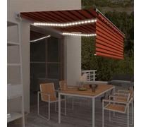 vidaXL Auvent Automatique avec Store Capteur de Vent et LED Banne Pliable Jardin Balcon Terrasse Protection contre Rayons UV 4,5x3 m Orange et Marron G