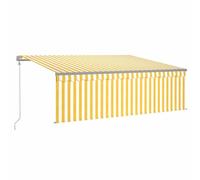 Vidaxl Auvent Automatique Avec Capteur De Vent Led 4x3m Jaune Et Blanc Jaune