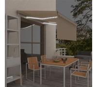 Vidaxl Auvent Automatique Store Capteur De Vent Et Led 3x2,5 M Crème