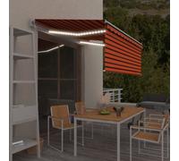 Vidaxl Auvent Automatique Capteur De Vent Et Led 3x2,5 M Orange Marron Orange