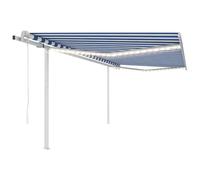 Vidaxl Auvent Automatique Capteur De Vent Et Led 4,5x3 M Bleu Et Blanc