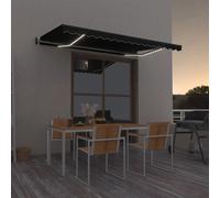 Vidaxl Auvent Automatique Capteur De Vent Et Led 400x350 Cm Anthracite Gris