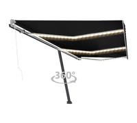 Auvent Automatique avec Capteur de Vent et LED Store de Balcon Jardin Patio Terrasse Extérieur Ombrage des Fenêtres 600x300 cm Anthracite