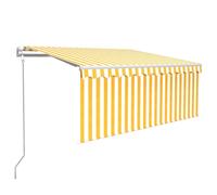 Vidaxl Auvent Automatique Capteur De Vent Led 3,5x2,5 M Jaune Et Blanc Jaune