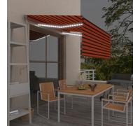 Vidaxl Auvent Automatique Capteur De Vent Led 3,5x2,5 M Orange Marron