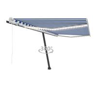 Vidaxl Auvent Automatique Capteur De Vent/Led 400x350 Cm Bleu Et Blanc Bleu