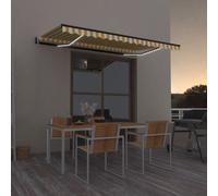Vidaxl Auvent Automatique Capteur De Vent/Led 450x300cm Jaune Et Blanc Jaune