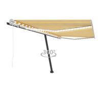 Vidaxl Auvent Automatique Capteur De Vent Led 450x350cm Jaune Et Blanc Jaune