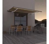 Vidaxl Auvent Automatique Capteur De Vent/Led 500x300cm Jaune Et Blanc Jaune