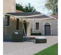 Auvent Automatique avec Capteur de Vent et LED 500x300 cm Crème Store vidaXL