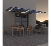 Vidaxl Auvent Automatique Capteur De Vent/Led 600x300 Cm Bleu Et Blanc Blanc