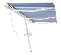 Vidaxl Auvent Automatique Capteur De Vent Led 600x350 Cm Bleu Et Blanc Blanc