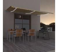 Vidaxl Auvent Automatique Capteur De Vent Led 600x350cm Jaune Et Blanc Jaune