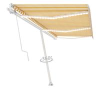 Vidaxl Auvent Automatique Capteur De Vent Led 600x350cm Jaune Et Blanc Jaune