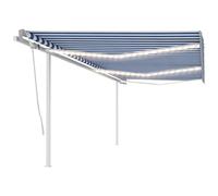 Vidaxl Auvent Automatique Capteur De Vent/Led 6x3 M Bleu Et Blanc Blanc