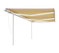 Vidaxl Auvent Automatique Capteur De Vent/Led 6x3 M Jaune Et Blanc Jaune