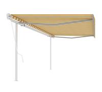 Vidaxl Auvent Automatique Rétractable Avec Poteaux 5x3,5 M Jaune Blanc