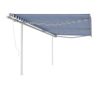 Vidaxl Auvent Automatique Rétractable Avec Poteaux 6x3 M Bleu Et Blanc