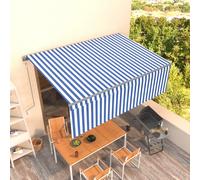 Vidaxl Auvent Automatique Rétractable Avec Store 4x3 M Bleu Et Blanc