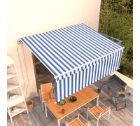 Vidaxl Auvent Automatique Rétractable Avec Store 4x3 M Bleu Et Blanc Blanc
