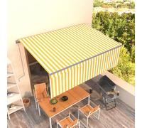 Vidaxl Auvent Automatique Rétractable Avec Store 4x3 M Jaune Et Blanc