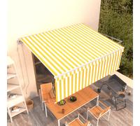 Vidaxl Auvent Automatique Rétractable Avec Store 4x3 M Jaune Et Blanc Jaune