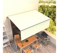 vidaXL Auvent Automatique Rétractable avec Store Banne Pliable Jardin Balcon Terrasse Extérieur Protection contre Rayons UV 4x3 m Crème Crème G