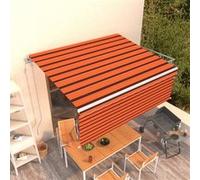 vidaXL Auvent Automatique Rétractable avec Store Banne Pliable Jardin Balcon Terrasse Extérieur Protection contre Rayons UV 4x3m Orange et Marron Marron G