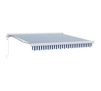 vidaXL Auvent automatique retractable Bleu et Blanc 300 x 250 cm Résistant aux UV et à l'eau, Design moderne, Ombre extérieure, Canopy de jardin, Parasol, Solution extensible