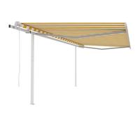 Vidaxl Auvent Automatique Rétractable Poteaux 4,5x3,5 M Jaune Blanc