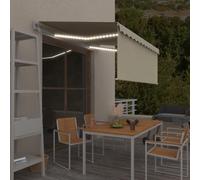 Vidaxl Auvent Automatique Store Capteur De Vent Et Led 3x2,5 M Crème