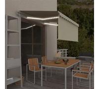 Auvent automatique store capteur de vent LED 3,5x2,5 m Crème