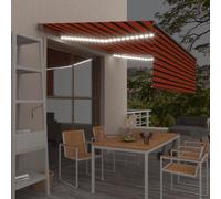 Vidaxl Auvent Automatique Store Capteur De Vent Led Orange Et Marron